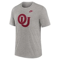 T-shirt Nike Heather Grey Oklahoma Sooners Blitz Legacy Primary Tri-Blend pour homme