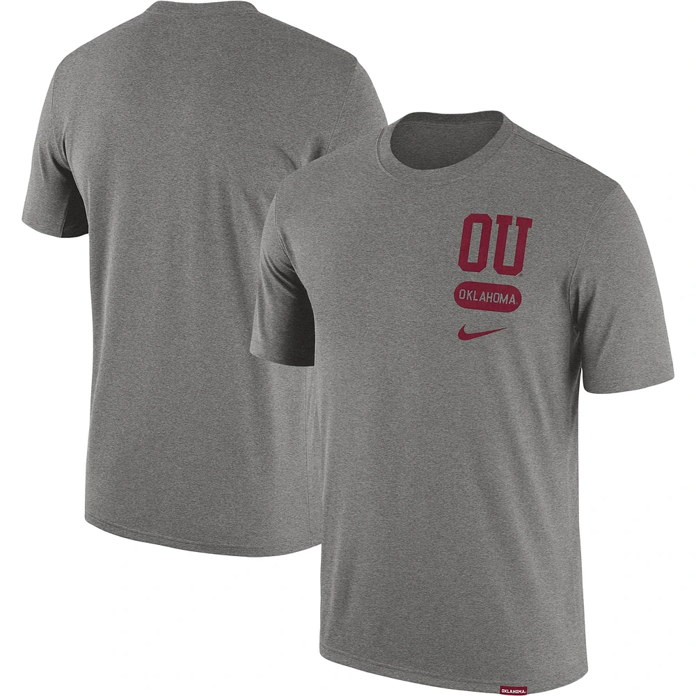 T-shirt triple mélange Nike Oklahoma Sooners Campus Letterman pour homme, gris chiné