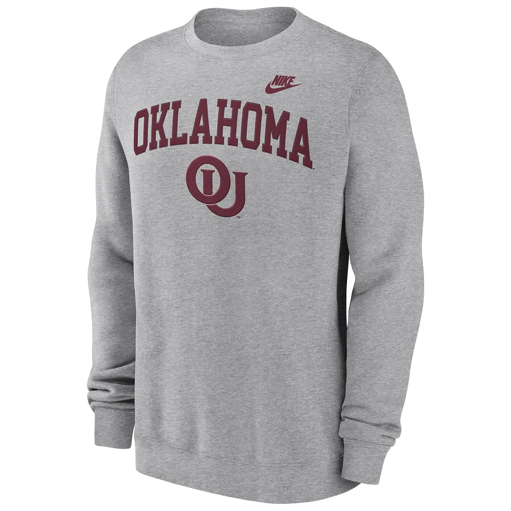 Sweat-shirt Nike gris chiné Legacy Classic des Oklahoma Sooners pour homme
