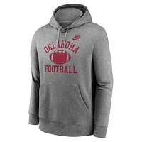 Men's Nike Heather Gray Oklahoma Sooners Legacy Football Icon Club Fleece Pullover Hoodie