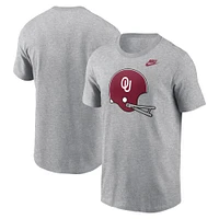 T-shirt Nike Heather Grey pour homme avec logo Legacy Helmet des Oklahoma Sooners