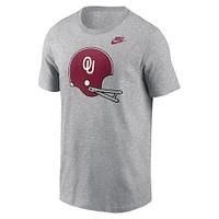 T-shirt Nike Heather Grey pour homme avec logo Legacy Helmet des Oklahoma Sooners