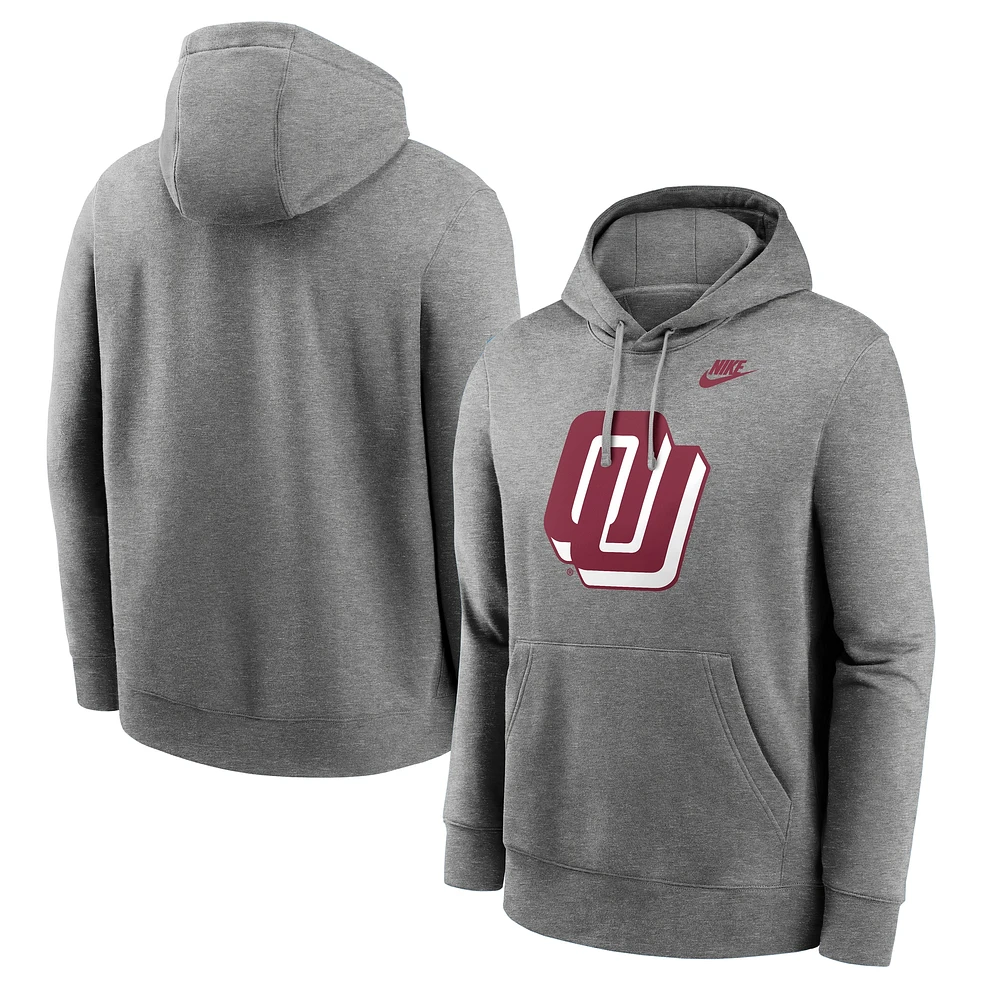 Sweat à capuche en polaire Nike Heather Grey Oklahoma Sooners Primetime Alternate Logo Club pour homme