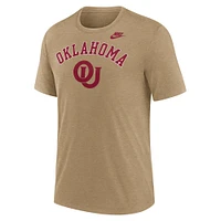 T-shirt Nike pour homme, marron clair chiné, Legacy Arch, Oklahoma Sooners, Tri-Blend
