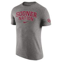 Men's Nike Heathered Gray Oklahoma Sooners 2-Hit Tri-Blend T-Shirt