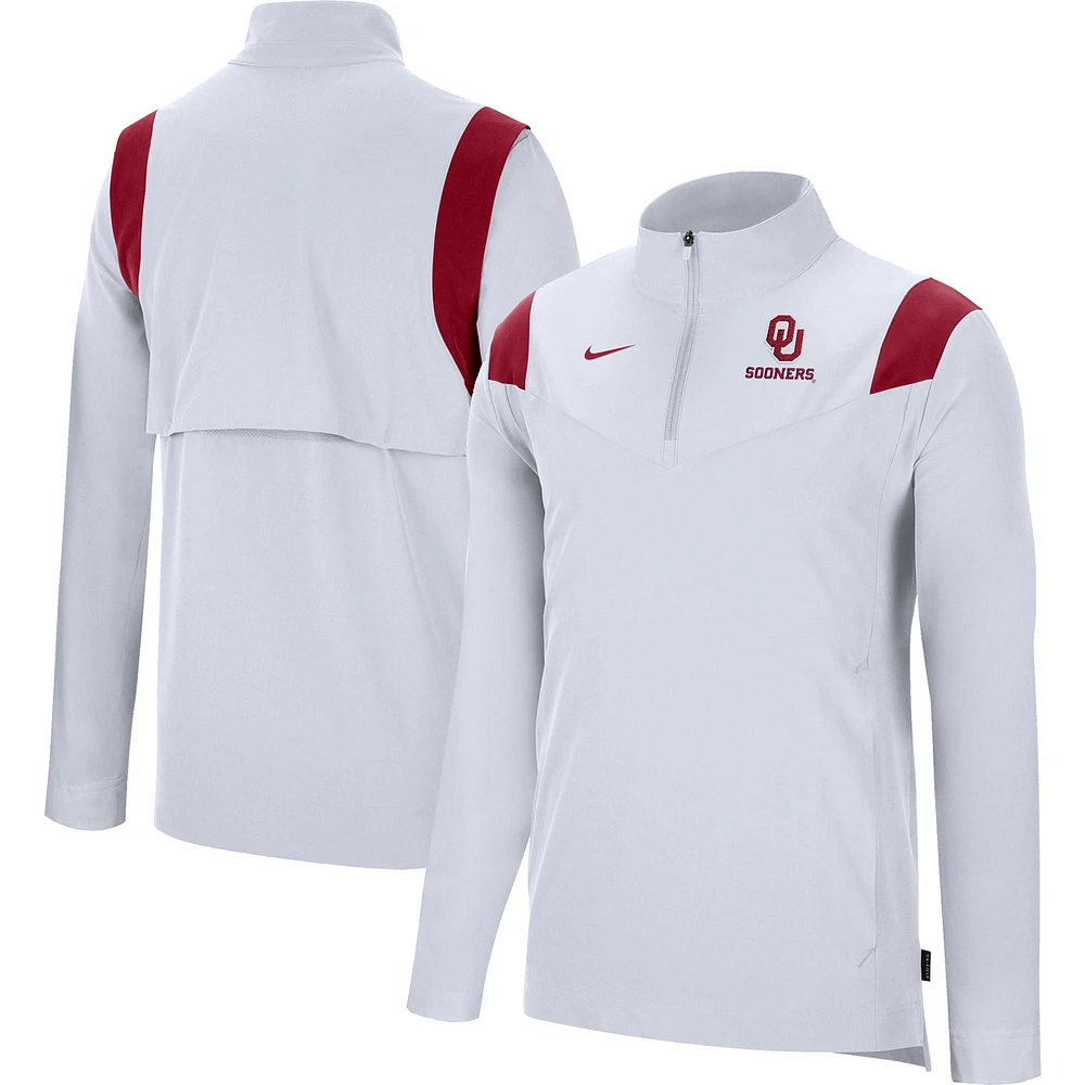 Men's Nike White Oklahoma Sooners Coach Quarter-Zip Top