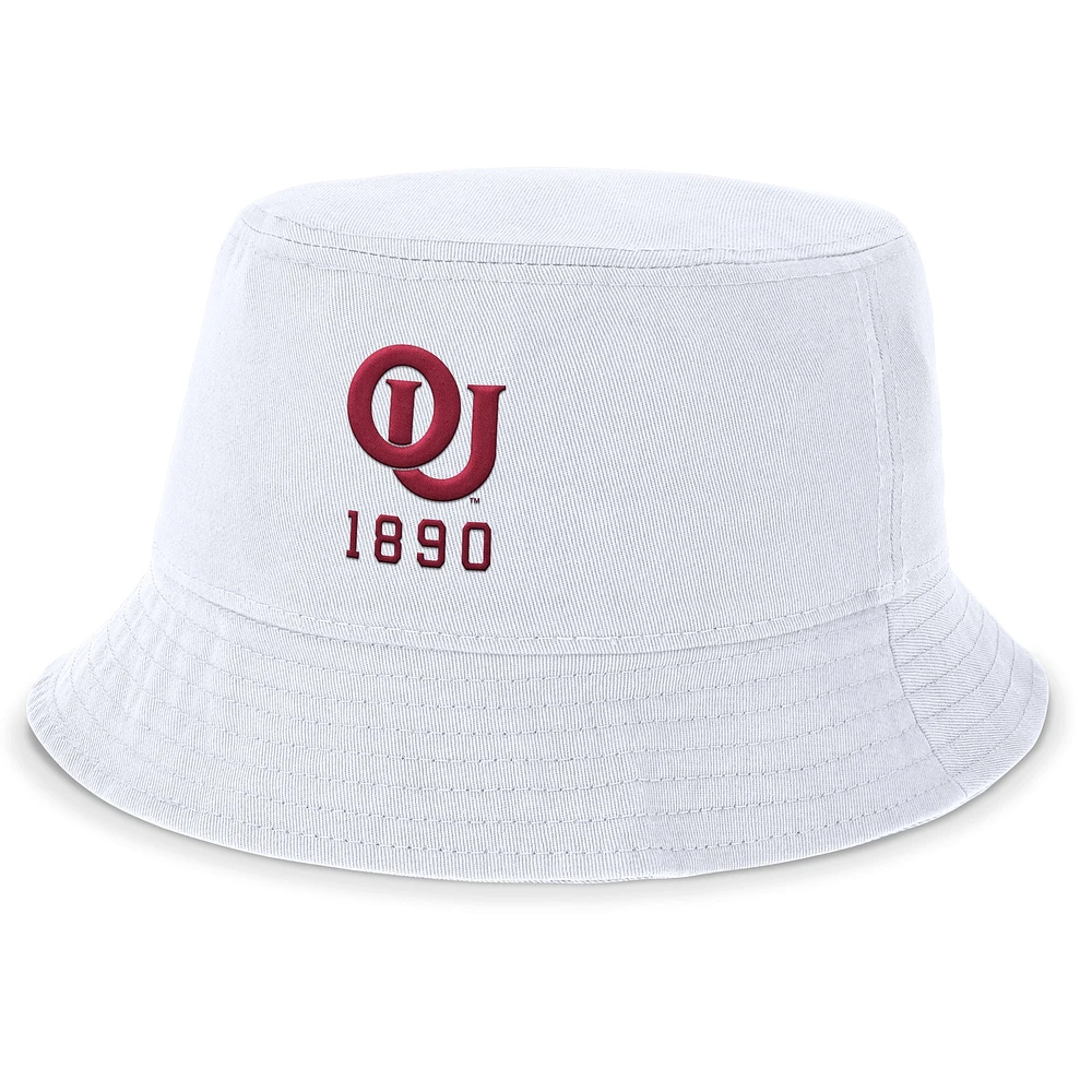 Chapeau bob Oklahoma Sooners Legacy Apex Nike blanc pour homme