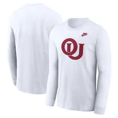 Men's Nike White Oklahoma Sooners Legacy Primary Logo Long Sleeve T-Shirt