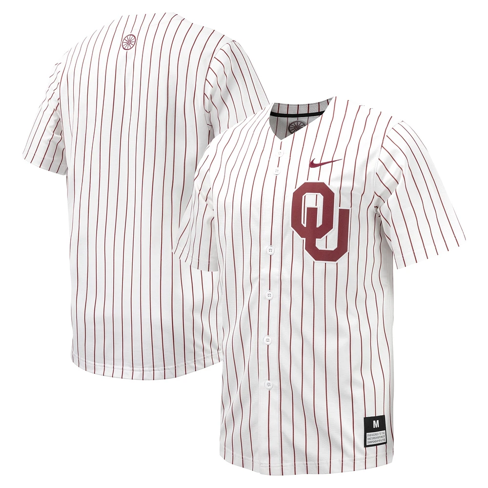 Men's Nike White Oklahoma Sooners Pinstripe Replica Full-Button Baseball Jersey