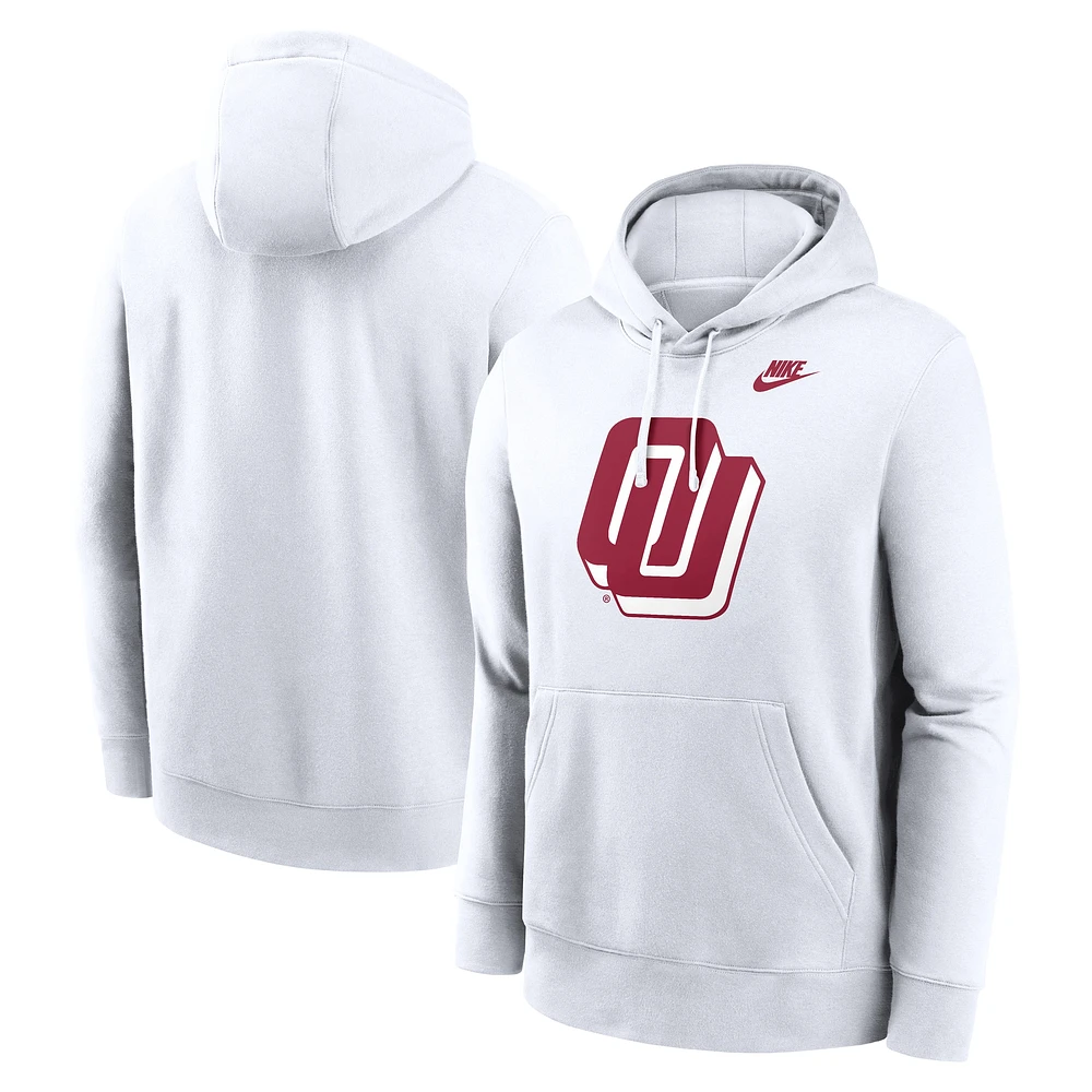 Sweat à capuche en polaire Nike Oklahoma Sooners Primetime Alternate Logo Club pour homme, blanc