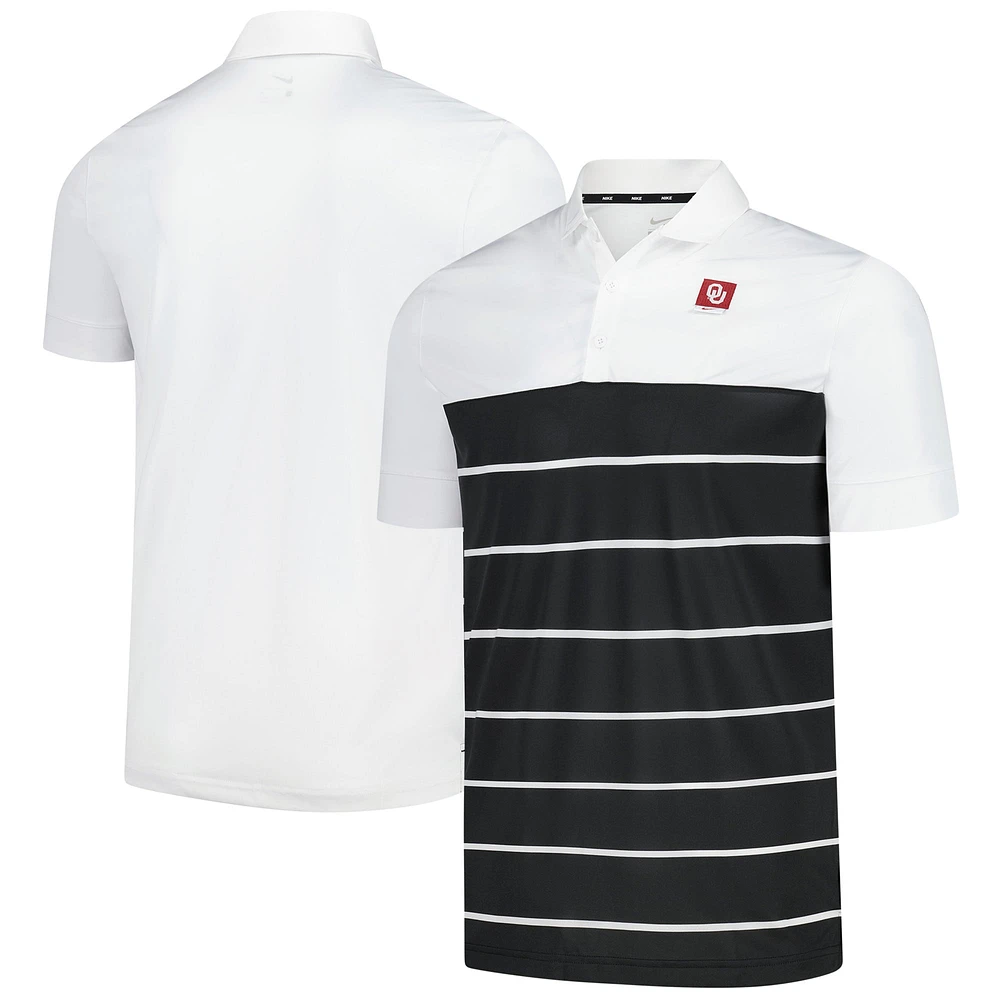 Polo Nike blanc à rayures Oklahoma Sooners pour homme