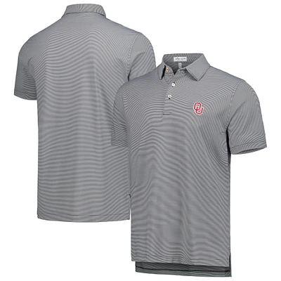 Men's Peter Millar Black Oklahoma Sooners Jubilee Striped Performance Jersey Polo