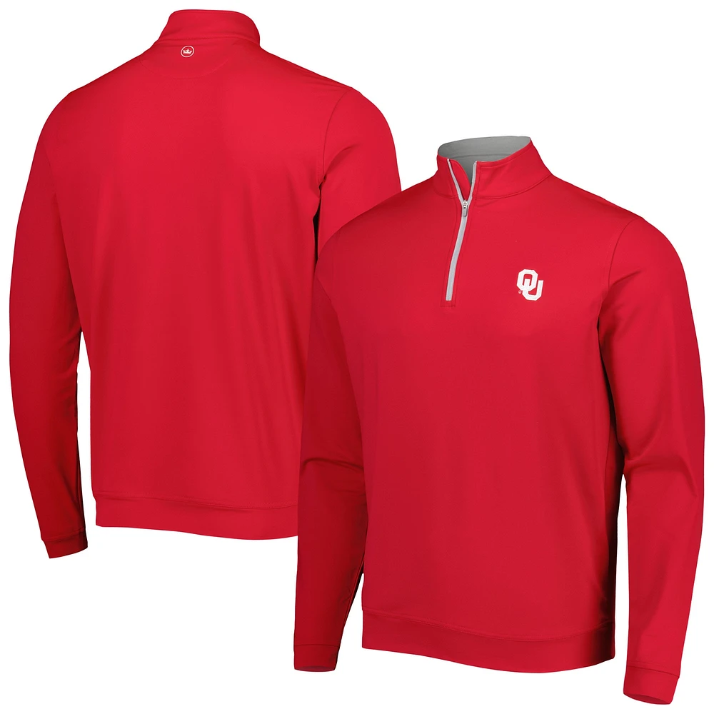 Men's Peter Millar Crimson Oklahoma Sooners Perth Quarter-Zip Top