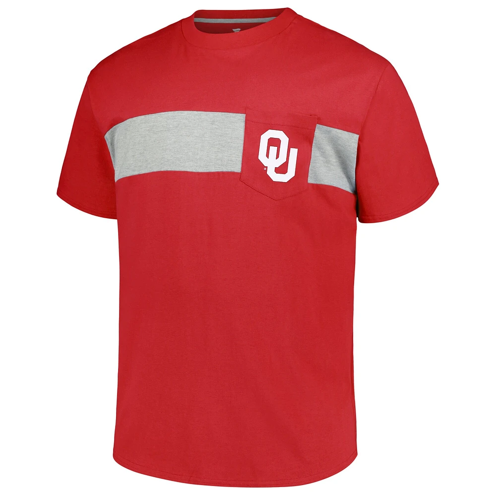 Men's Profile Crimson Oklahoma Sooners Big & Tall Color Stripe T-Shirt