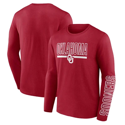 T-shirt à manches longues avec graphique deux coups pour hommes Profile Crimson Oklahoma Sooners Big & Tall