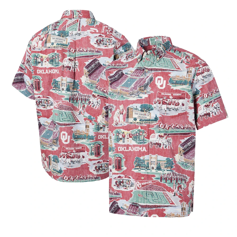 Men's Reyn Spooner  Crimson Oklahoma Sooners Scenic Button-Down Shirt