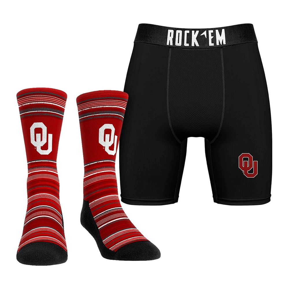 Men's Rock Em Socks Oklahoma Sooners Primary Crew & Boxer Briefs Combo Pack