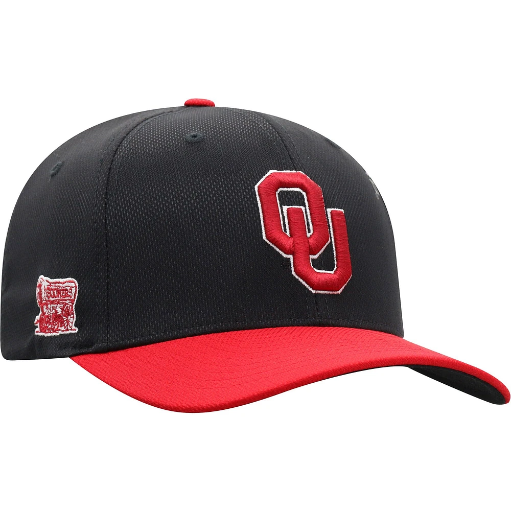 Casquette Oklahoma Sooners Two-Tone Reflex Hybrid Tech Flex Top of the World pour homme, noir/cramoisi