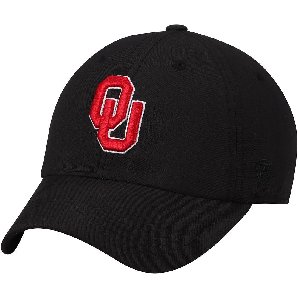 Casquette ajustable à logo principal Oklahoma Sooners Top of the World pour homme, noir