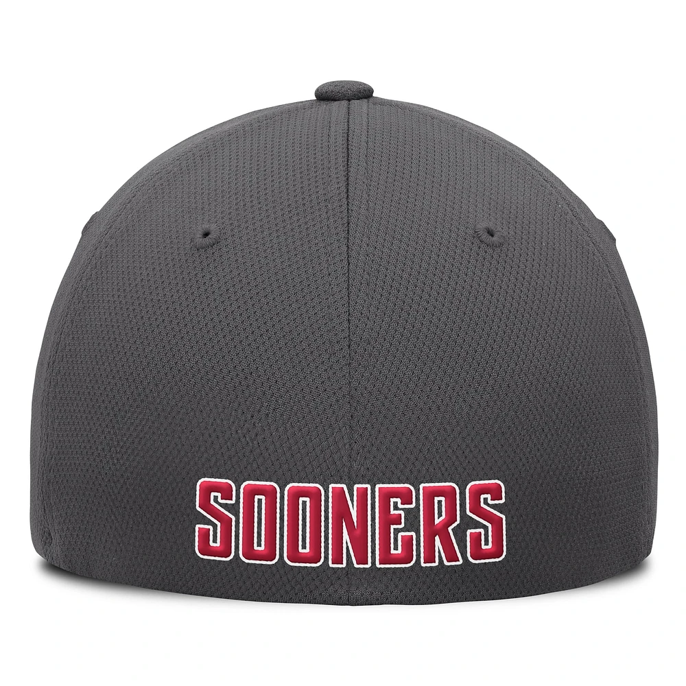 Men's Top of the World  Charcoal Oklahoma Sooners Reflex Logo Flex Hat