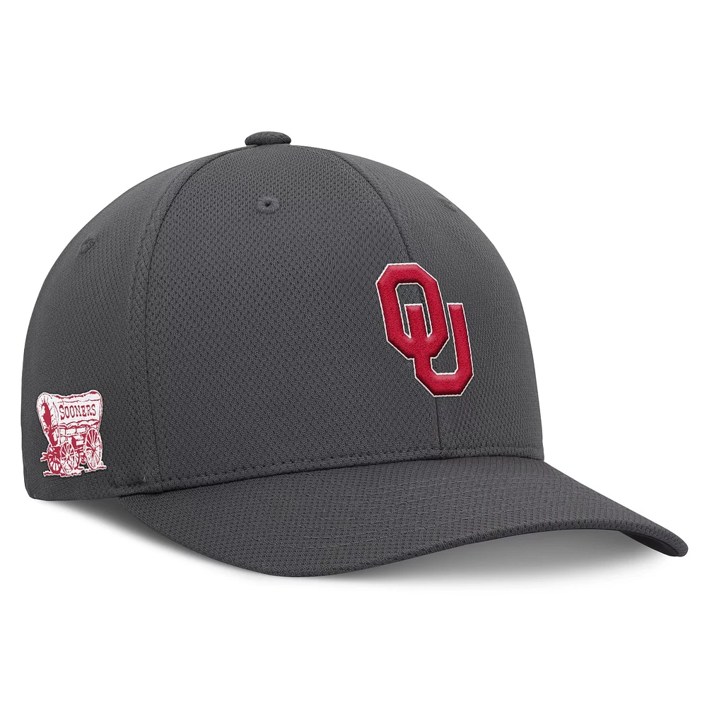 Men's Top of the World  Charcoal Oklahoma Sooners Reflex Logo Flex Hat