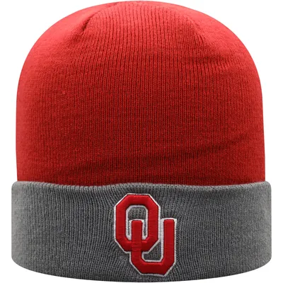 Oklahoma Sooners Top of the World Core 2-Tone Cuffed Knit Hat - Crimson/Charcoal