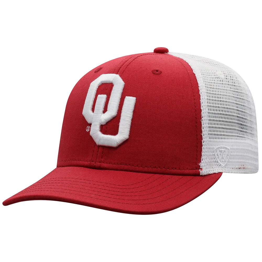 Casquette Trucker Snapback Top of the World pour homme cramoisi/blanc Oklahoma Sooners