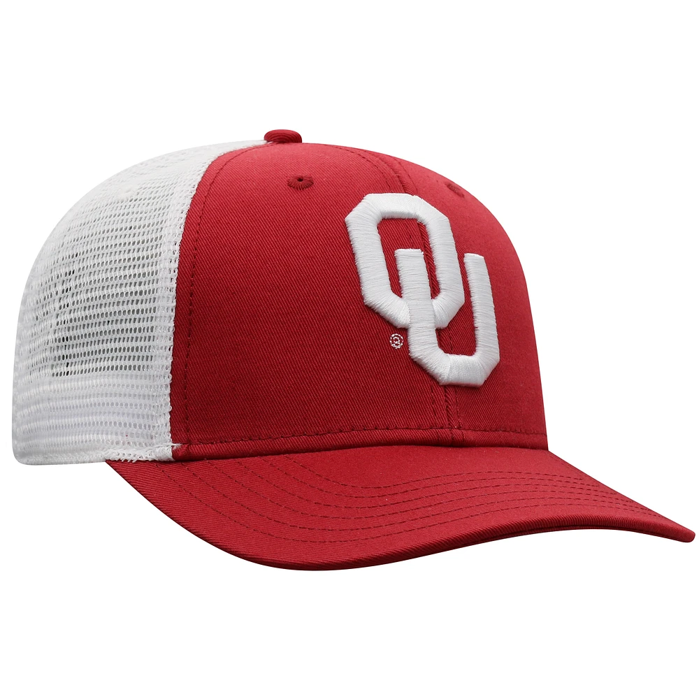 Men's Top of the World Crimson/White Oklahoma Sooners Trucker Snapback Hat