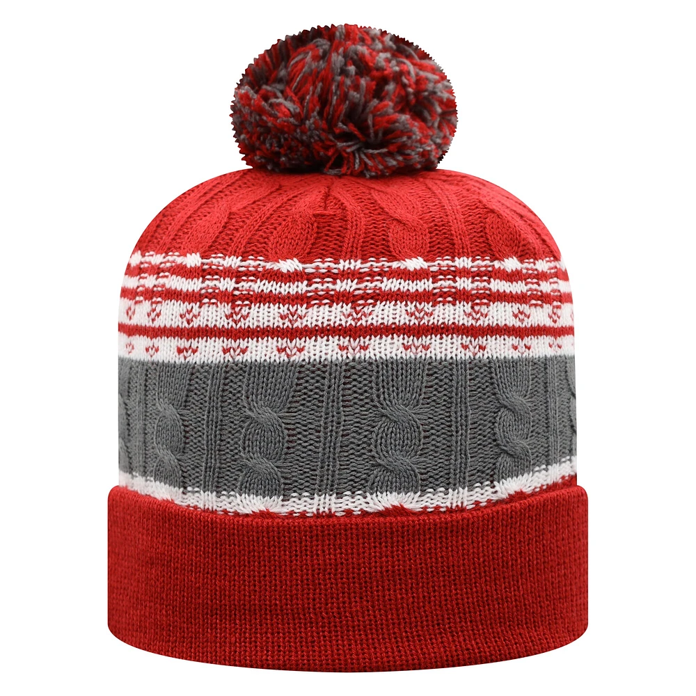 Bonnet en tricot à revers et pompon Altitude pour homme Top of the World Crimson Oklahoma Sooners