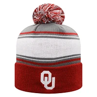 Bonnet en tricot à revers avec pompon pour homme Top of the World Crimson Oklahoma Sooners