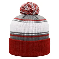 Bonnet en tricot à revers avec pompon pour homme Top of the World Crimson Oklahoma Sooners