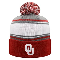 Bonnet en tricot à revers avec pompon pour homme Top of the World Crimson Oklahoma Sooners