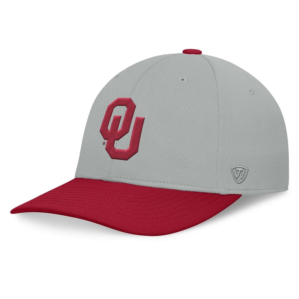 Men's Top of the World  Gray/Cardinal Oklahoma Sooners Mick Flex Hat