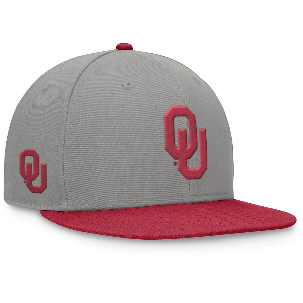 Men's Top of the World Gray/Crimson Oklahoma Sooners Rally Two-Tone Fitted Hat