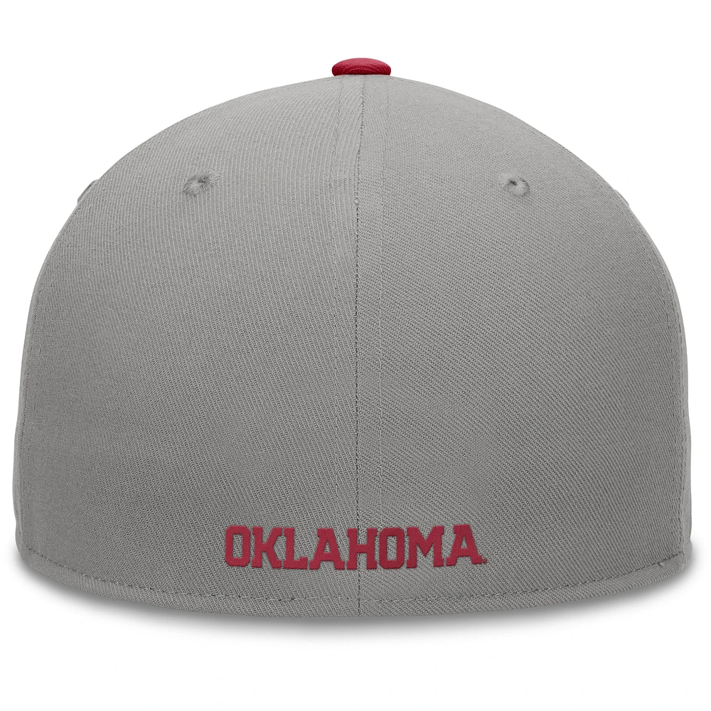 Men's Top of the World Gray/Crimson Oklahoma Sooners Rally Two-Tone Fitted Hat