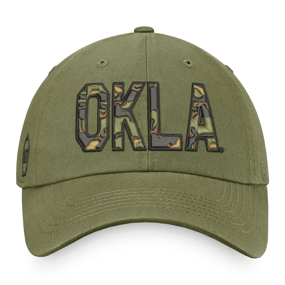 Men's Top of the World Olive Oklahoma Sooners OHT Military Appreciation Unit Adjustable Hat