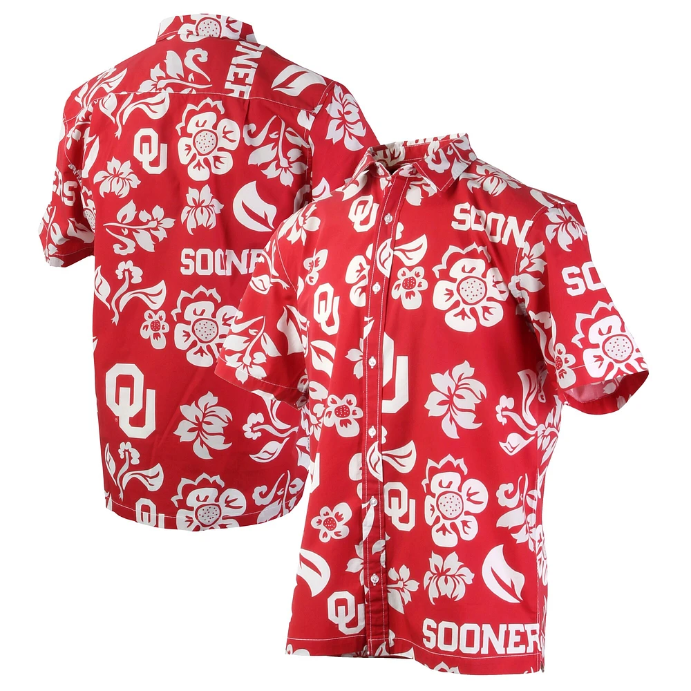 Chemise boutonnée à fleurs Oklahoma Sooners Wes & Willy Crimson pour homme