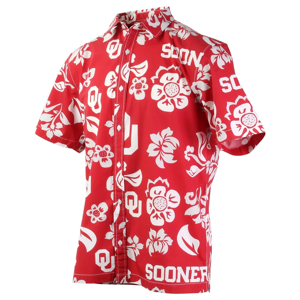 Chemise boutonnée à fleurs Oklahoma Sooners Wes & Willy Crimson pour homme