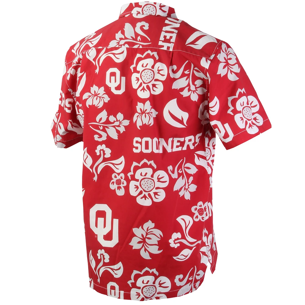 Chemise boutonnée à fleurs Oklahoma Sooners Wes & Willy Crimson pour homme