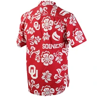 Chemise boutonnée à fleurs Oklahoma Sooners Wes & Willy Crimson pour homme