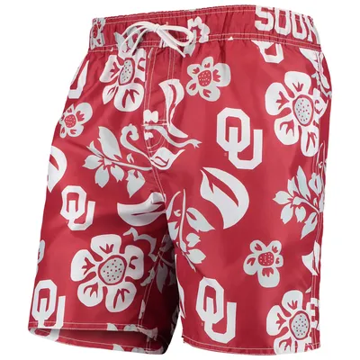 Oklahoma Sooners Wes & Willy Floral Volley Swim Trunks - Crimson
