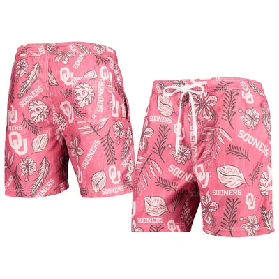 Oklahoma Sooners Wes & Willy Vintage Floral Swim Trunks - Crimson