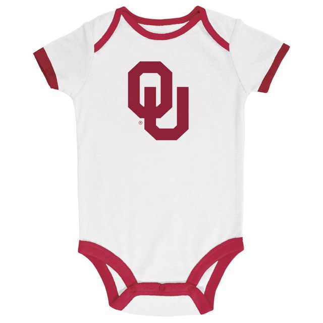 Ensemble de trois bodys Oklahoma Sooners pour nouveau-nés et nourrissons Champion Cramoisi/Gris chiné/Blanc