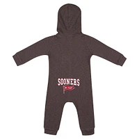 Barboteuse à capuche boutons-pression et motif gaufré Zando-Zan pour nouveau-né bébé Colosseum Charcoal Oklahoma Sooners