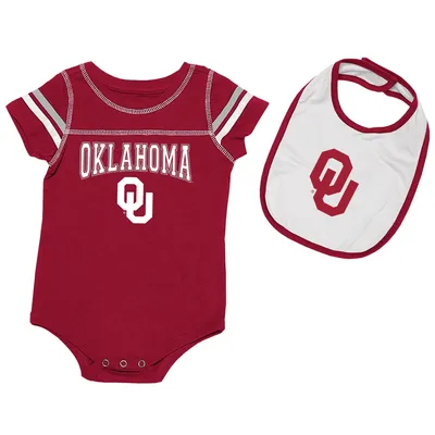 Ensemble deux-pièces et bavoir Colosseum Crimson/White Oklahoma Sooners Chocolate pour nouveau-nés nourrissons