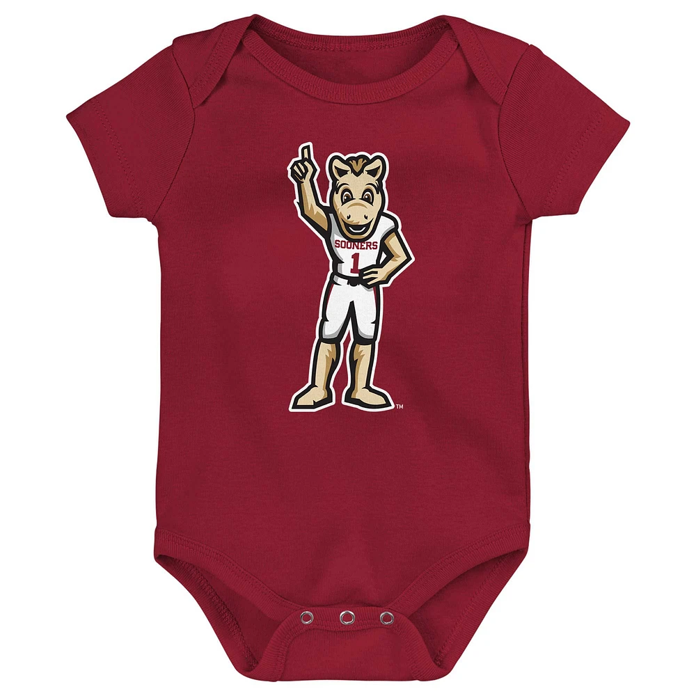 Newborn & Infant Crimson Oklahoma Sooners Standing Mascot Bodysuit