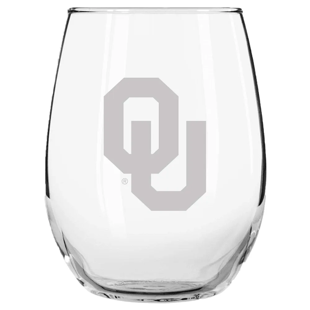 Oklahoma Sooners 15oz. Etched Stemless Glass Tumbler