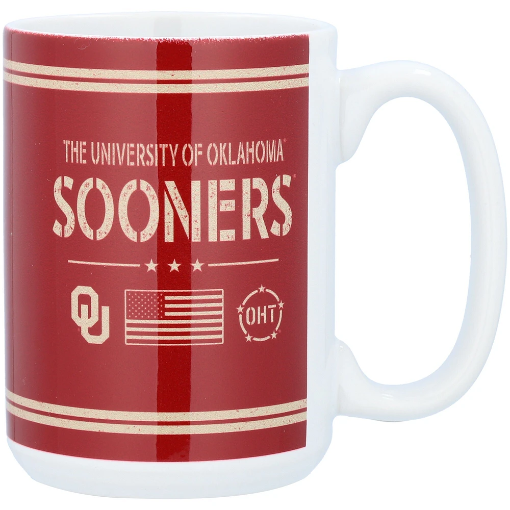 Oklahoma Sooners 15oz. Tasse d’appréciation militaire OHT