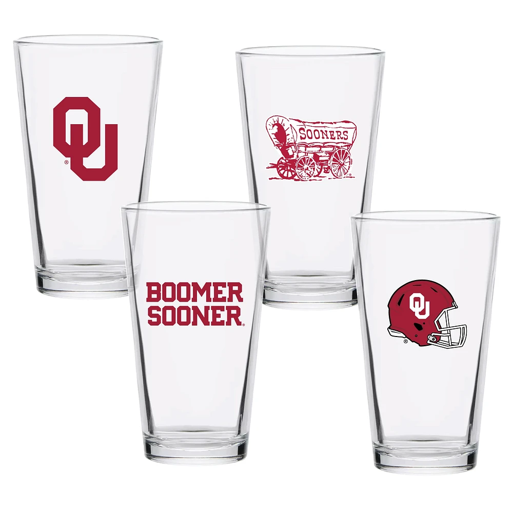 Lot de quatre verres à bière de collection 16 oz des Sooners de l'Oklahoma