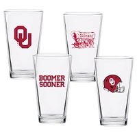 Lot de quatre verres à bière de collection 16 oz des Sooners de l'Oklahoma